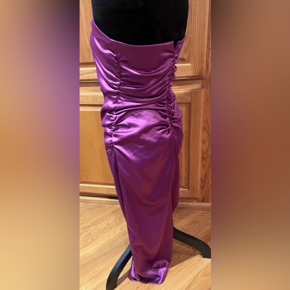 BHLDN Selena Strapless Stretch Satin‎ Slip Ruched Midi Dress Purple Size Medium - Picture 11 of 15